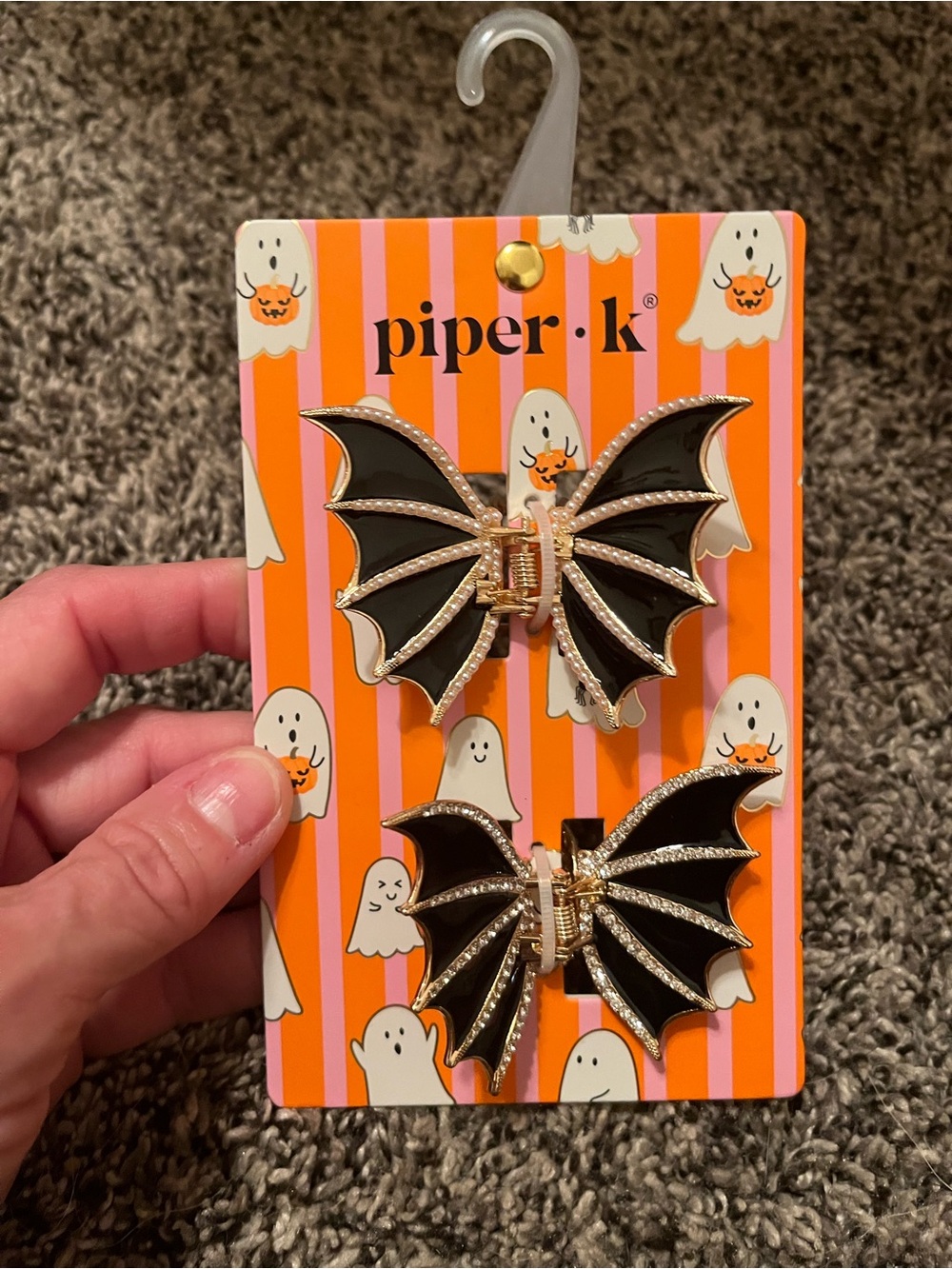 Piper K Halloween bat hair clips